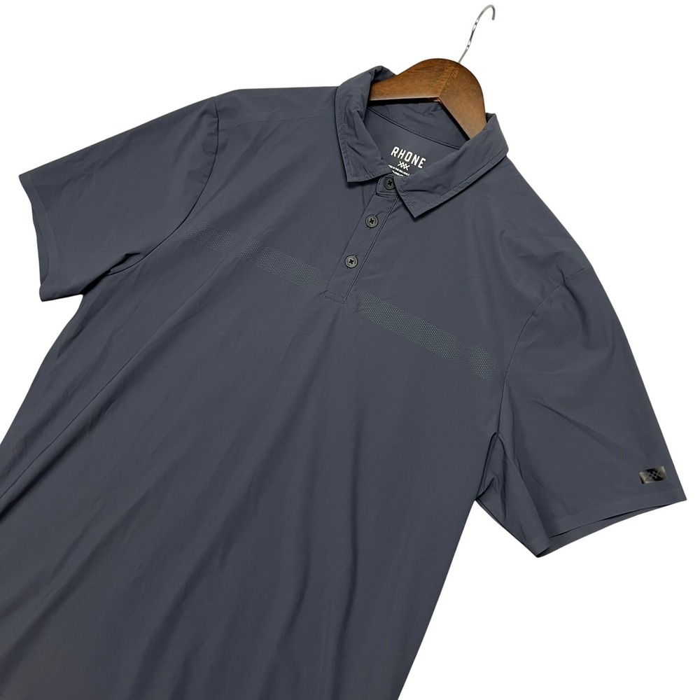 RHONE Performance Active Tech Polo Shirt Short Sleeve Italian Fabric Mens L Gray